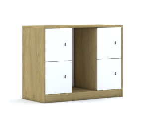 Regał na pojemniki Blox Colours 110 2PG 4F1 1049x466x813 korpus biały/2x front biały i 2x front żółty
