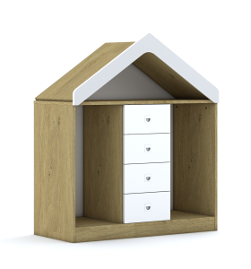 Regał na pojemniki Blox Colours 110 2PG 4SS z daszkiem 1049x466x1223 korpus dąb/4x szuflada zielona